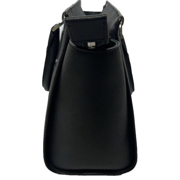 New Michael Kors Tina Saffiano Leather Small Satchel Messenger Bag Black - Picture 5 of 12